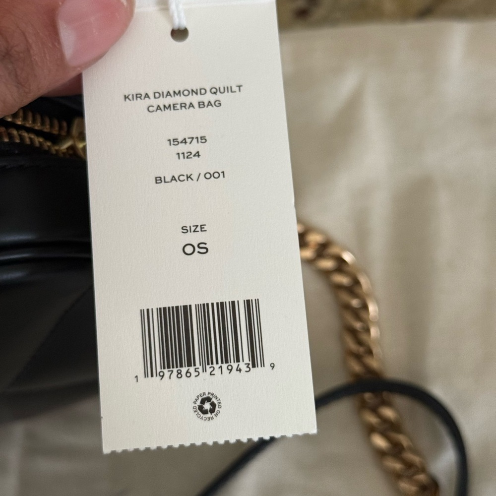 NWT TORY BURCH Kira Diamond Quilt Camera Bag Black Color - Picture 9 of 11